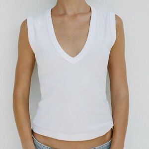 Zara White V-Neck Tank Top